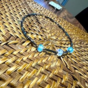 Dark Blue/Faux Moonstone Crystal Beaded Ankle Bracelet/Anklet